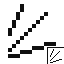 Diagonal lines made out of segments of horizontal and vertical lines of varying sizes